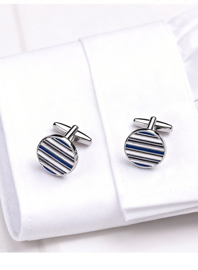 DB Innov. Cufflinks, Round Twill Cufflinks, 2 PCS in One Set Copper Jewelry Specially Design for Men's Shirt Wedding Business Gift with Delicate Package Box. - Image 3